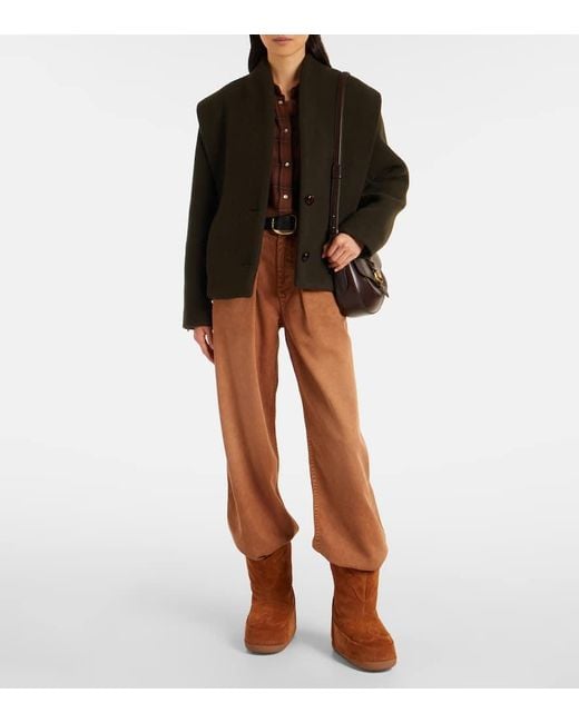 Inuikii Brown Cowboy Embroidered Suede Snow Boots