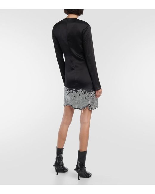 J.W. Anderson Black Deconstructed Satin Minidress