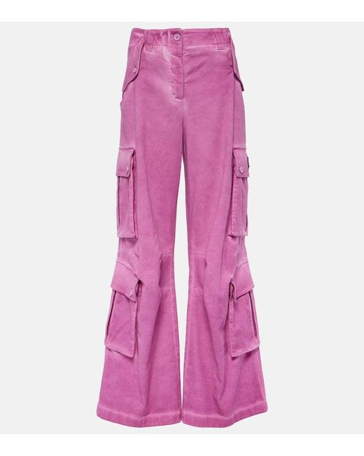Pantalones cargo flared de algodon de tiro medio Dolce & Gabbana de color Pink