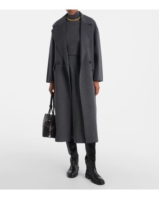 Max Mara Gray Midirock Betulla Aus Wollflanell