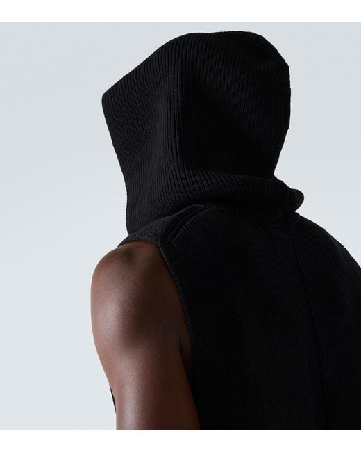 Rick Owens Black Ribbed-Knit Virgin Wool Sweater Vest for men