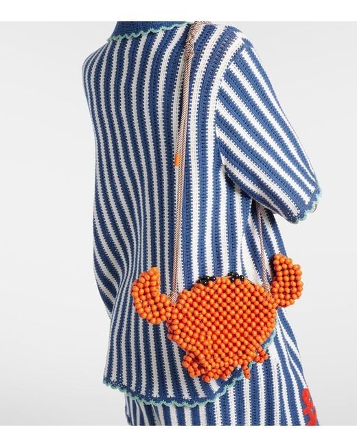 ALÉMAIS Red Crab Mini Beaded Crossbody Bag