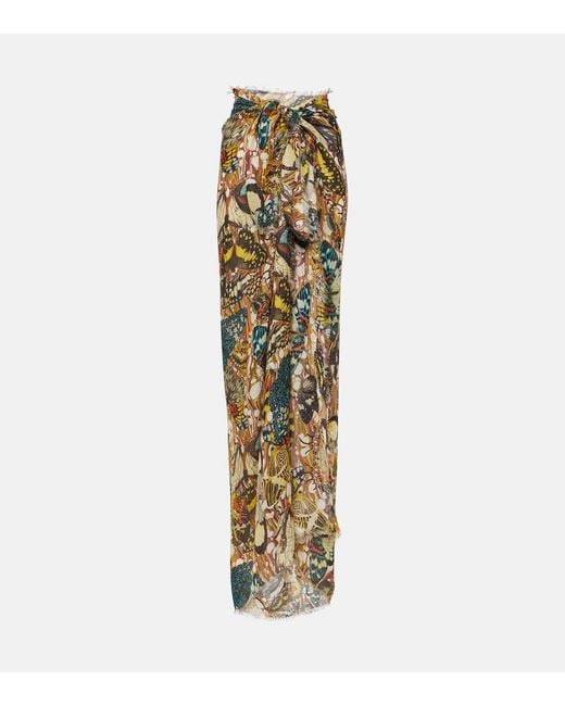 Jean Paul Gaultier Metallic Papillon Printed Beach Cover-Up