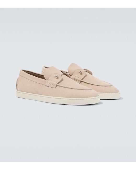 Christian Louboutin White Chambeliboat Leather Slip-On Shoes for men
