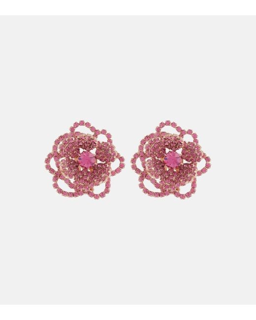 Boucles d'oreilles clip a fleurs et cristaux Magda Butrym en coloris Pink