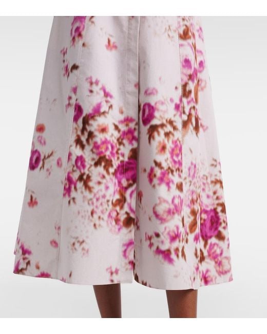 Erdem Pink Floral Cotton Poplin Shirt Dress