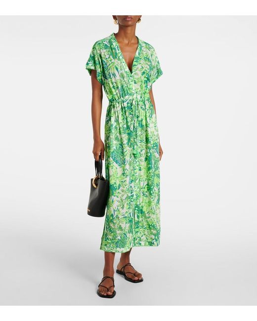 Poupette Green Mya Printed Halterneck Maxi Dress