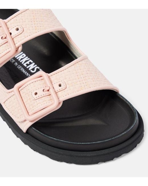Birkenstock Pink Arizona Luxe Raffia Sandals