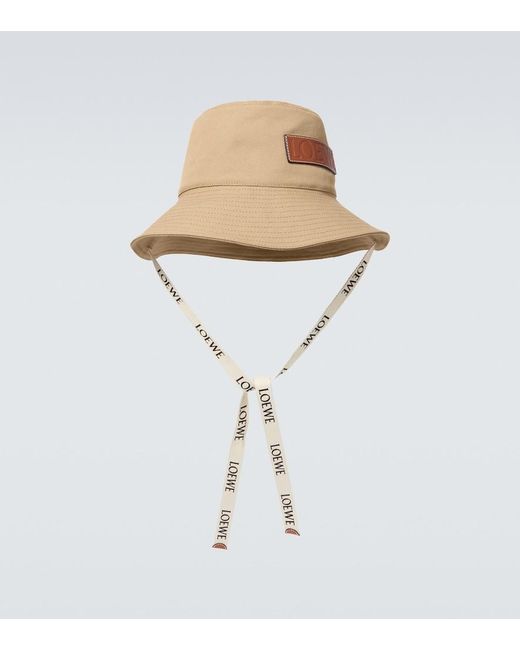 Loewe Paula's Ibiza Fisherman Canvas Bucket Hat in White for Men