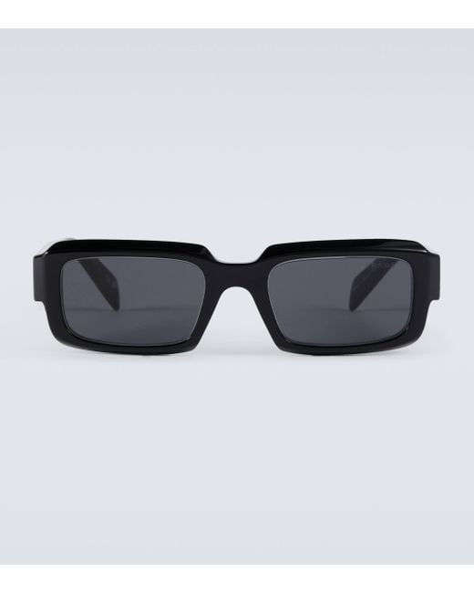 Prada Black Symbole Rectangular Sunglasses for men