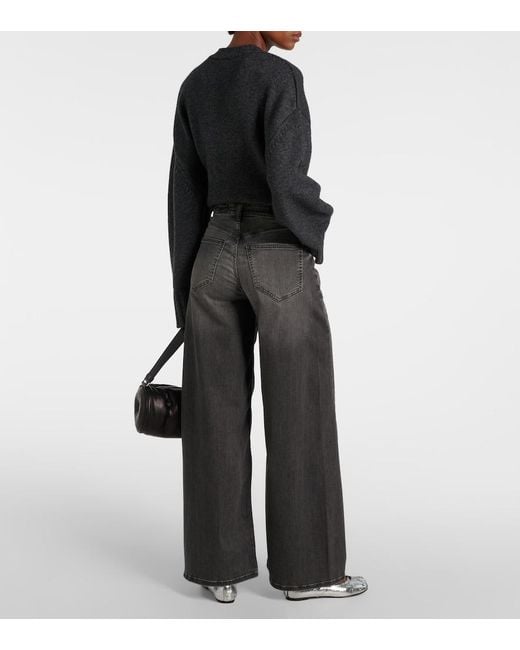 AG Jeans Gray Mid-Rise Wide-Leg Jeans