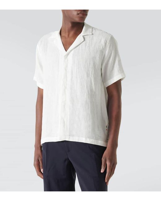 Camicia bowling Maitan in lino di Orlebar Brown in White da Uomo