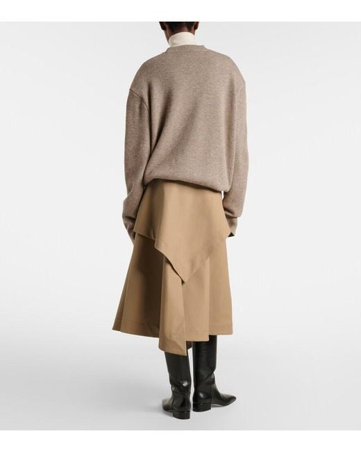 Rohe Natural Asymmetric Cotton Canvas Midi Skirt