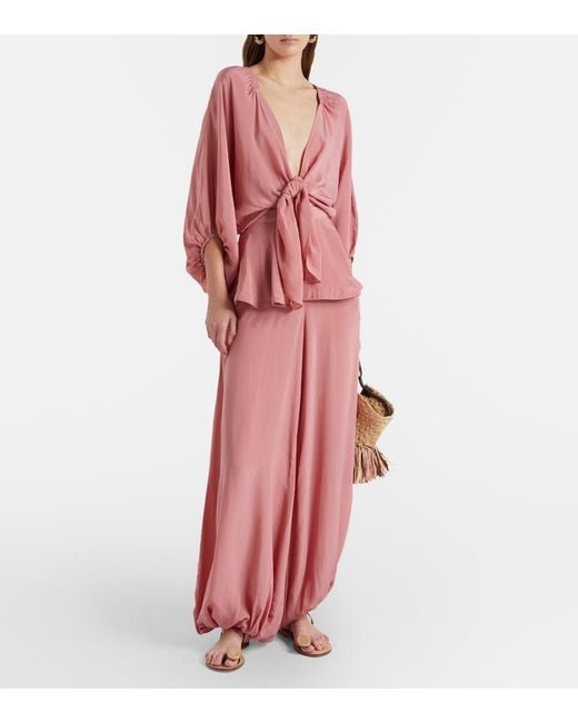 Adriana Degreas Pink Solid Peplum Balloon Pants