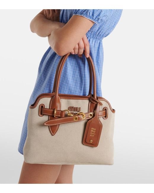 Miu Miu Brown Aventure Small Canvas Tote Bag