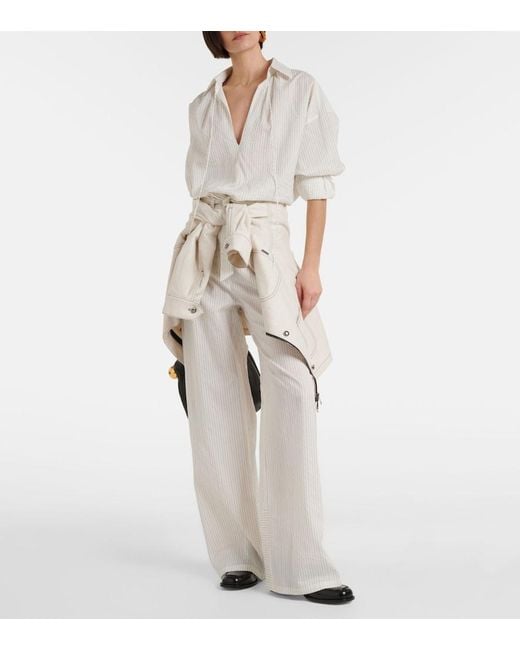 Max Mara White Saletta Pinstripe Cotton And Silk Shirt