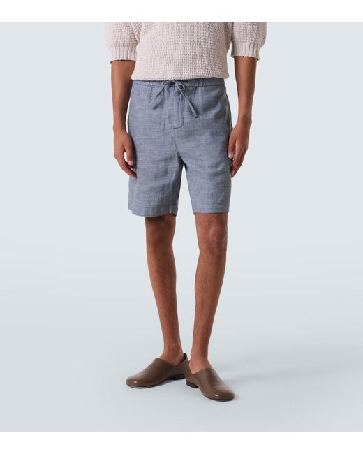 Frescobol Carioca Blue Felipe Linen And Cotton Shorts for men