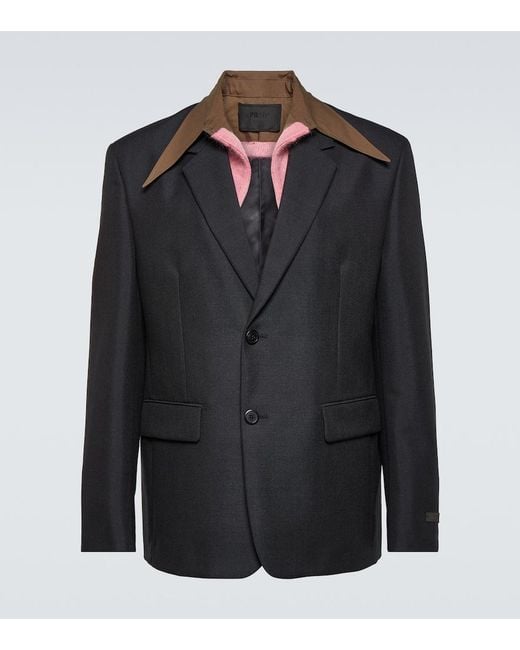 Prada Black Wool And Mohair Suit Jacket for men