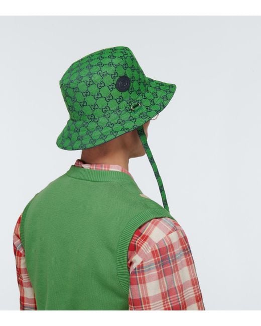 Gucci GG Multicolour Reversible Bucket Hat in Yellow for Men