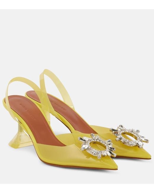 AMINA MUADDI Yellow Begum Glass 70 Pvc Slingback Pumps