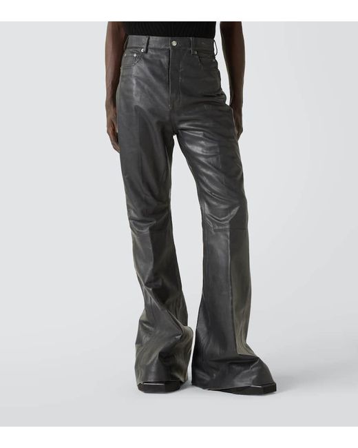 Rick Owens Black Bolan Leather Flared Pants for men