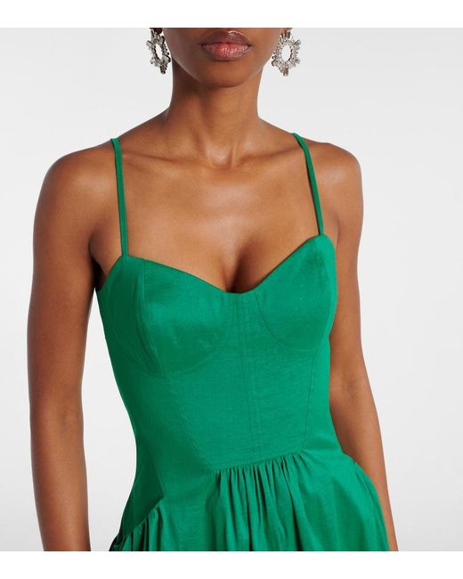 Rebecca Vallance Green Bailey Belted Pleated Midi Dress