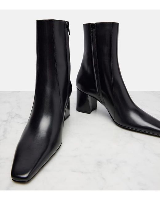 Saint Laurent Black Rainer Leather Ankle Boots