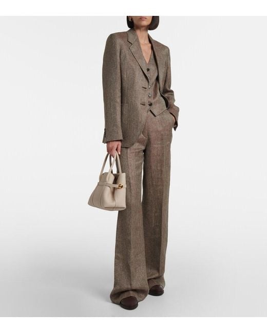 Loro Piana Natural Ghiera Small Leather Tote Bag