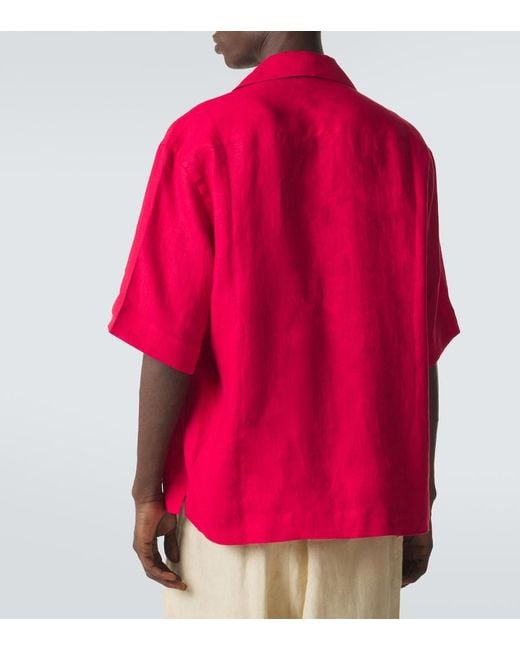Kiton Red Linen Shirt for men