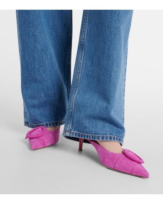 Gianvito Rossi Pink Portofino Suede Mules