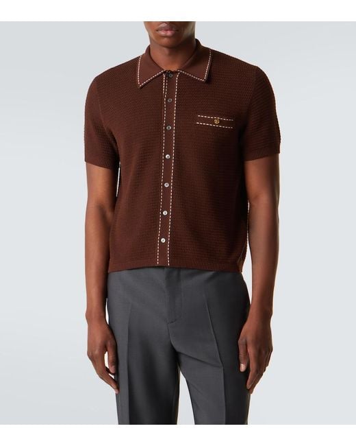 Polo De Algodon Versace de hombre de color Brown