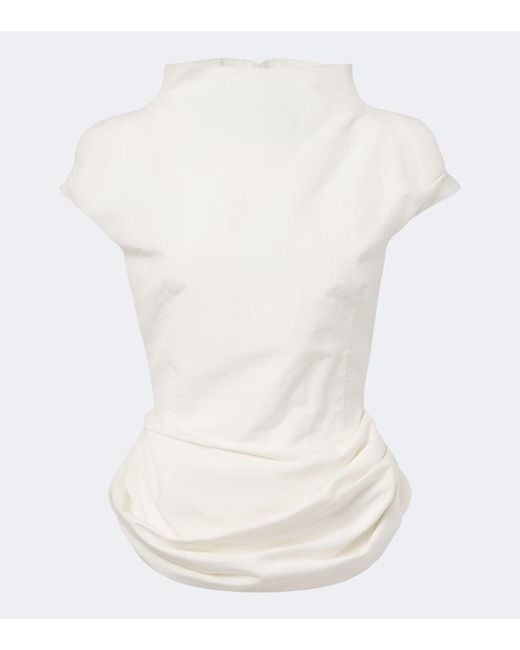 Magda Butrym White Draped Cotton And Silk Top