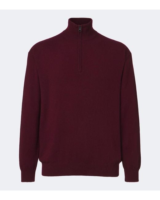 Lisa Yang Red Augustus Cashmere Half-Zip Sweater for men