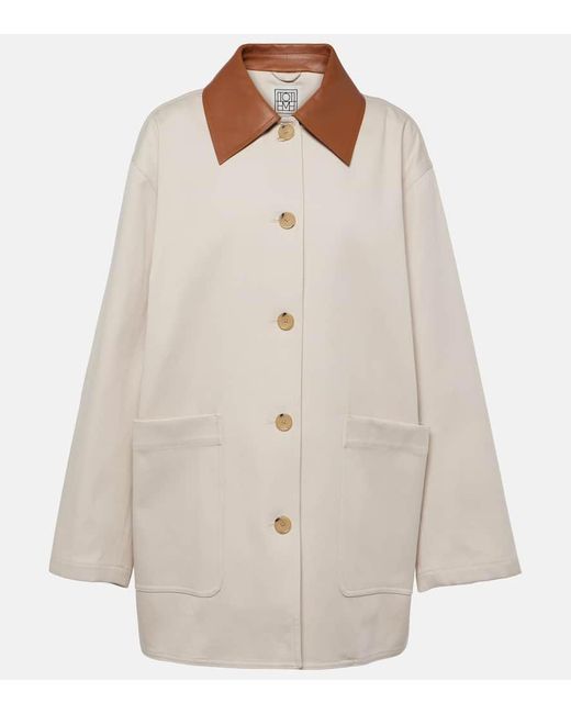 Totême  White Leather-trimmed Cotton Jacket
