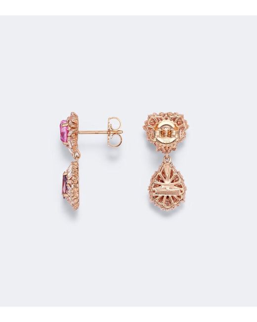 Suzanne Kalan Pink Doublet 18Kt Rose Drop Earrings With Sapphires And Diamonds