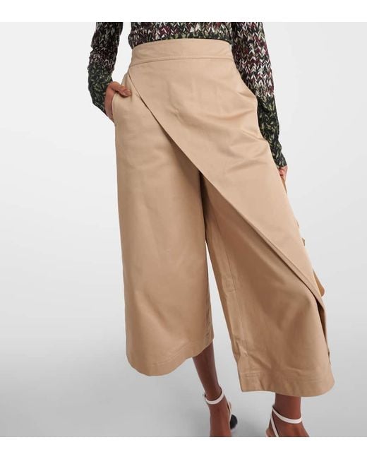 Pantalones cropped en dril de algodon Loewe de color Natural