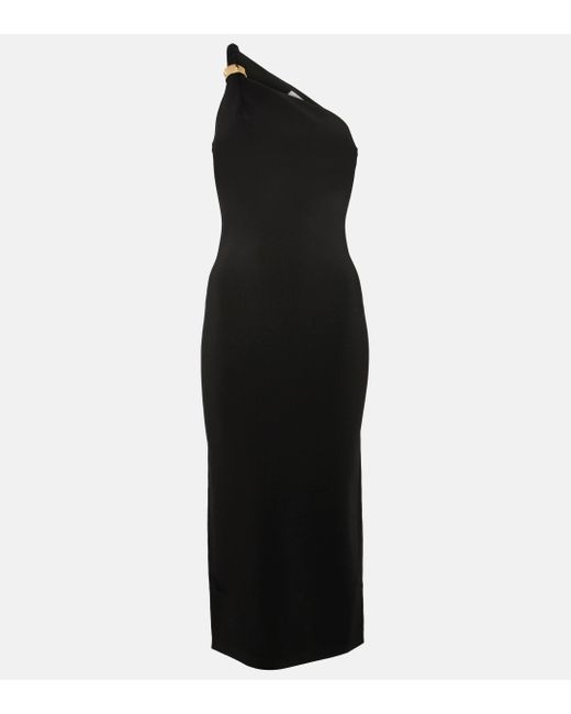 Galvan Black One-shoulder Midi Dress