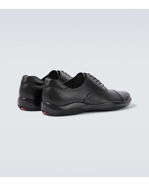 Prada Black Toblach Leather Sneakers for men
