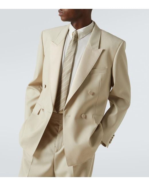 Saint Laurent Natural Wool Tuxedo Blazer With Satin Lapel for men