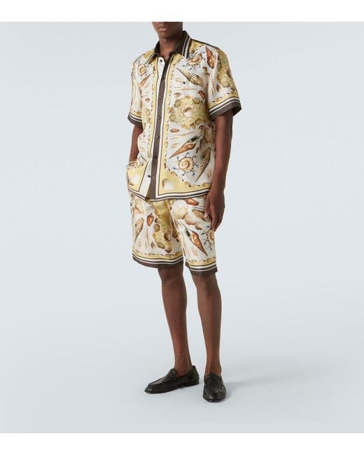 Dolce & Gabbana Natural Silk Shirt With Shell Motif for men