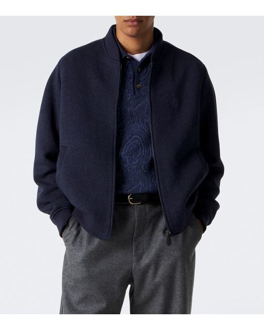 Etro Blue Paisley Bomber Jacket for men