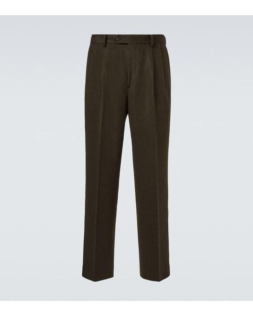 Auralee Gray Camel Hair Flannel Straight Pants for men