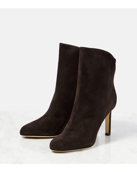 Jimmy Choo Black Karter 85 Suede Leather Ankle Boots
