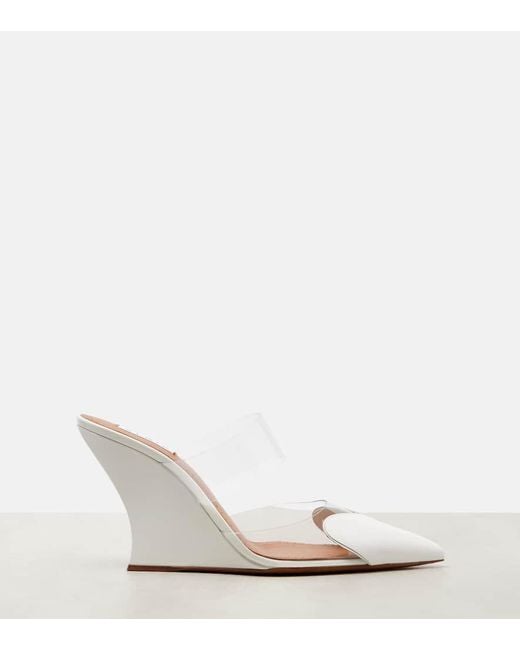 Alaïa White Wedge-Mules Le Cour 90 Aus Lackleder