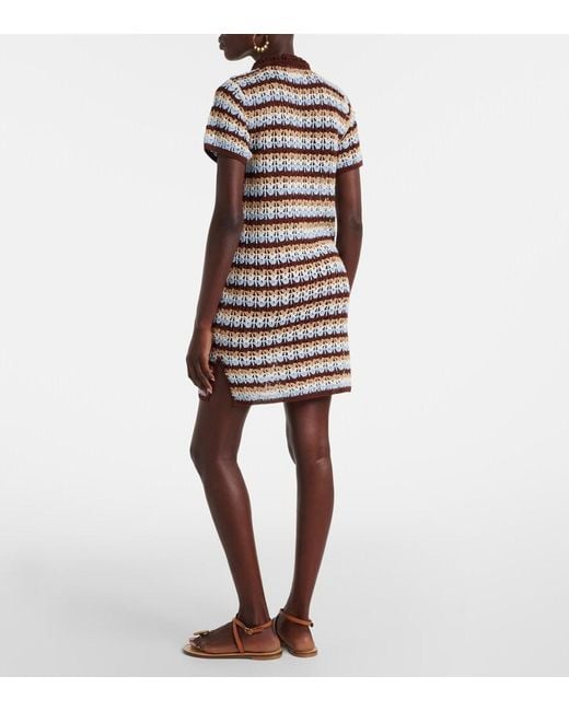 Anna Kosturova Brown Crochet Cotton Polo Dress
