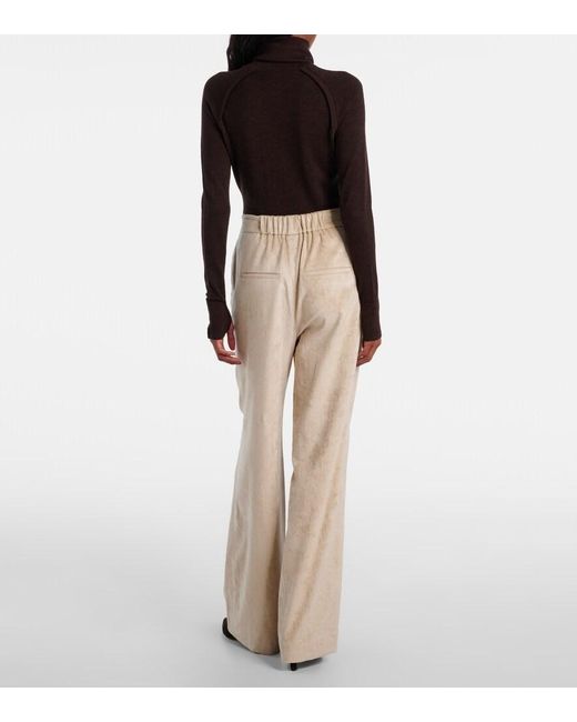 Veronica Beard Natural Grigore Cotton-Blend Corduroy Wide-Leg Pants