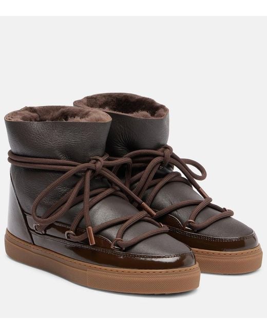 Inuikii Brown Schneestiefel Gloss Aus Leder