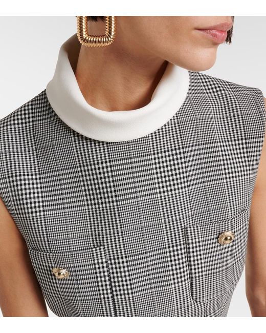 Self-Portrait Gray Prince Of Wales Check Minidress