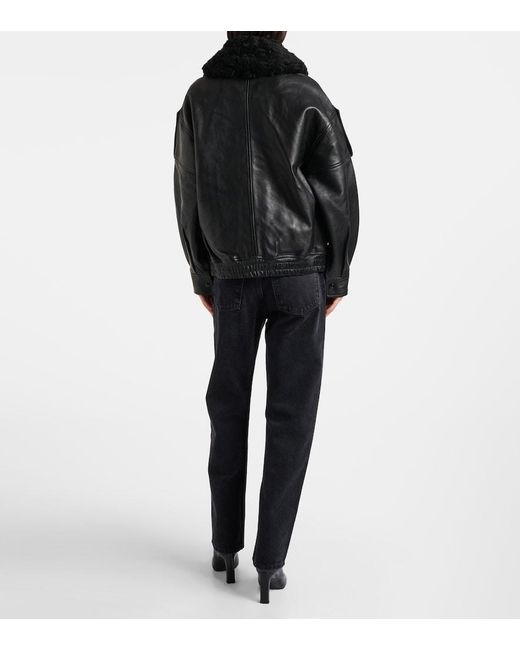 Agolde Black Avril Oversized Leather Jacket