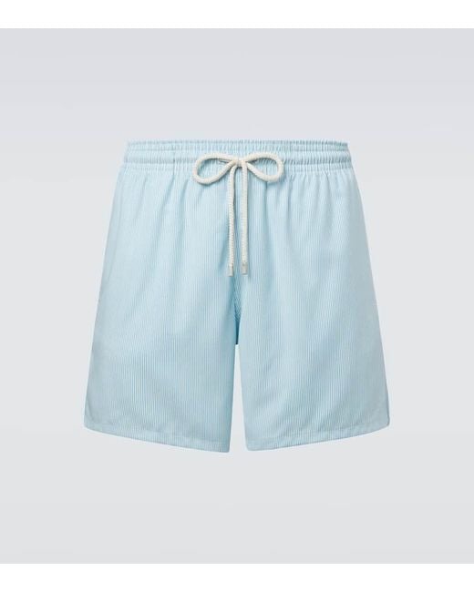 Vilebrequin Blue Bengal Stripe Wool Swim Trunks for men